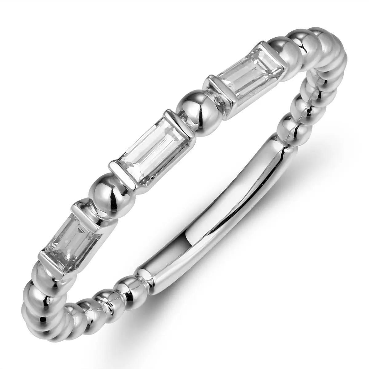 0.20ct tw Beaded Gold And Baguette Diamond Ring