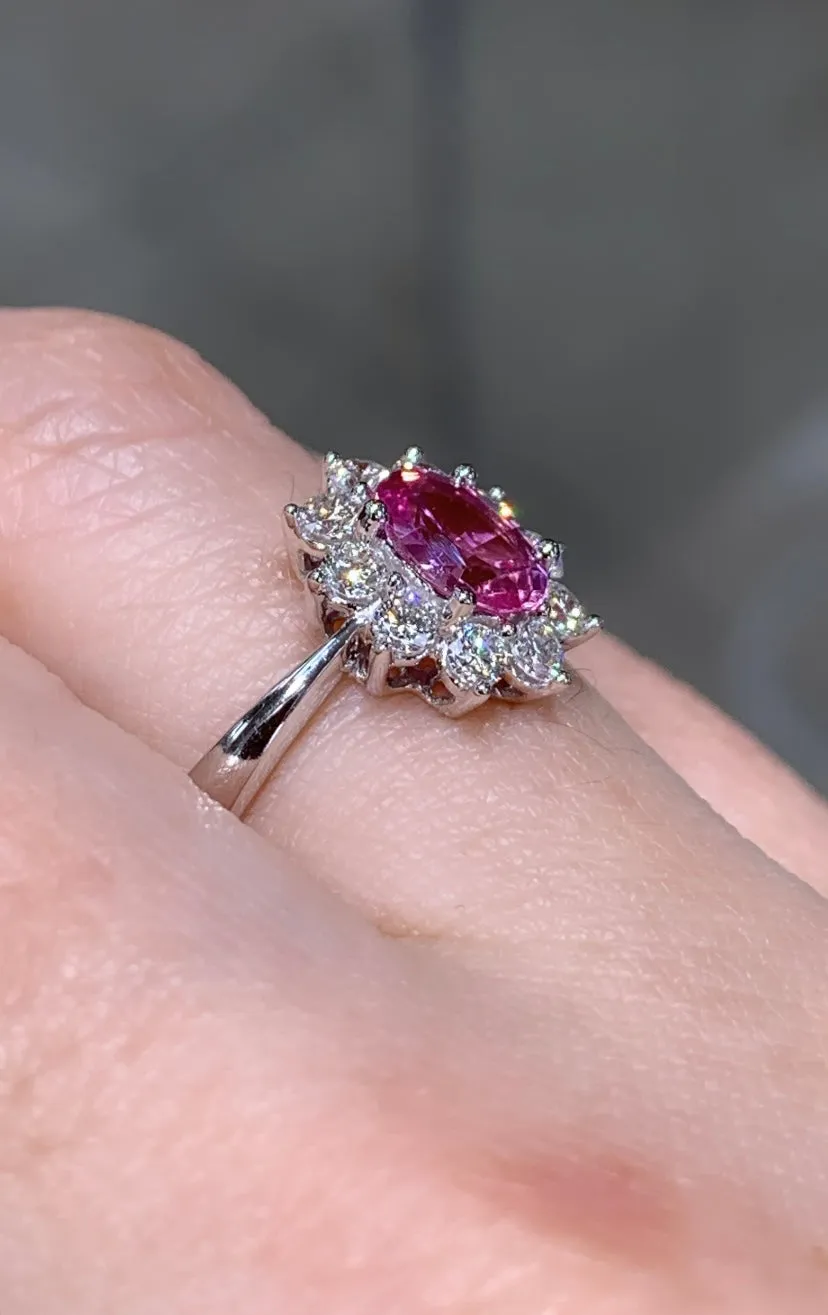 0.80ct tw Oval-cut Pink Sapphire & Diamond Ring