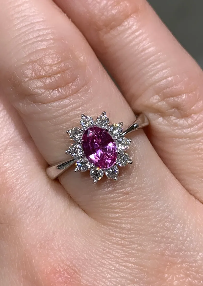 0.80ct tw Oval-cut Pink Sapphire & Diamond Ring