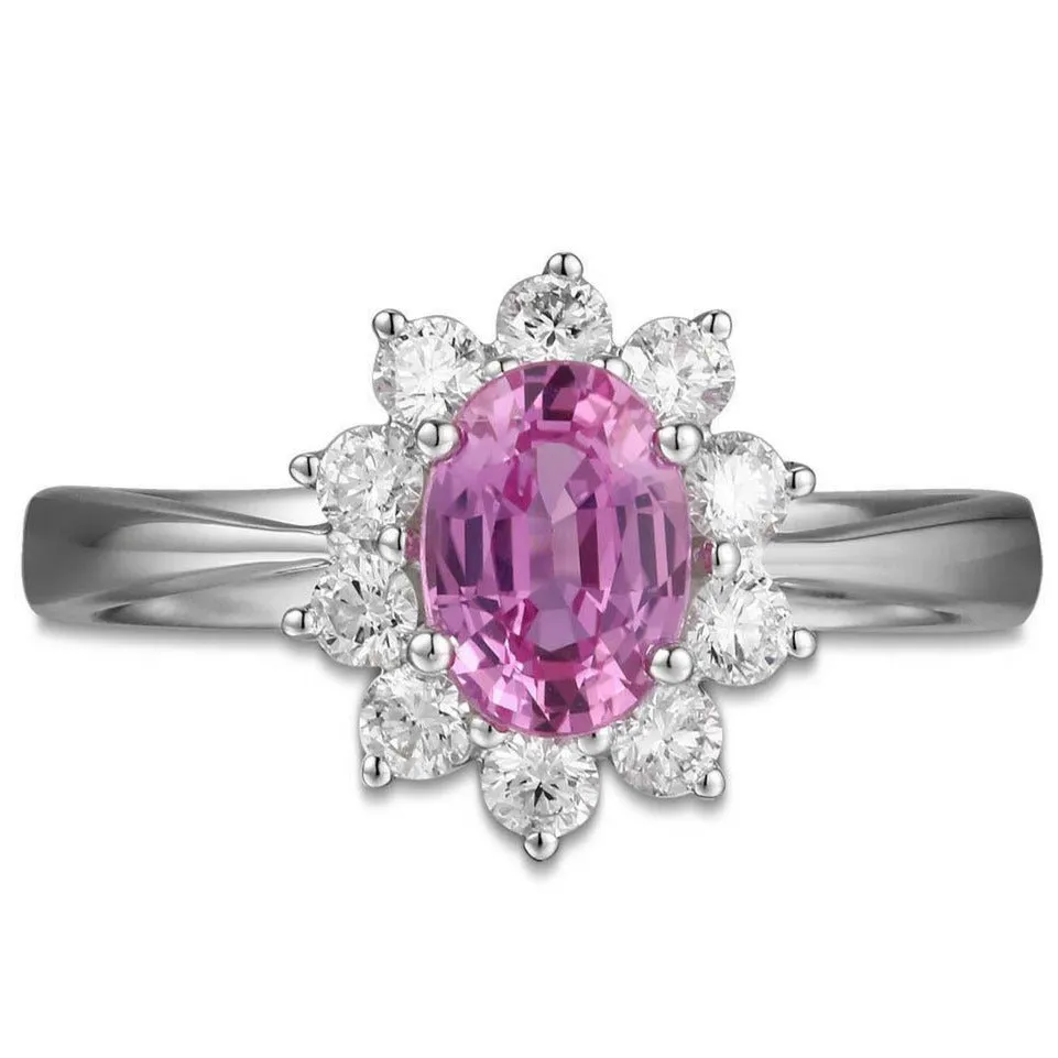 0.80ct tw Oval-cut Pink Sapphire & Diamond Ring