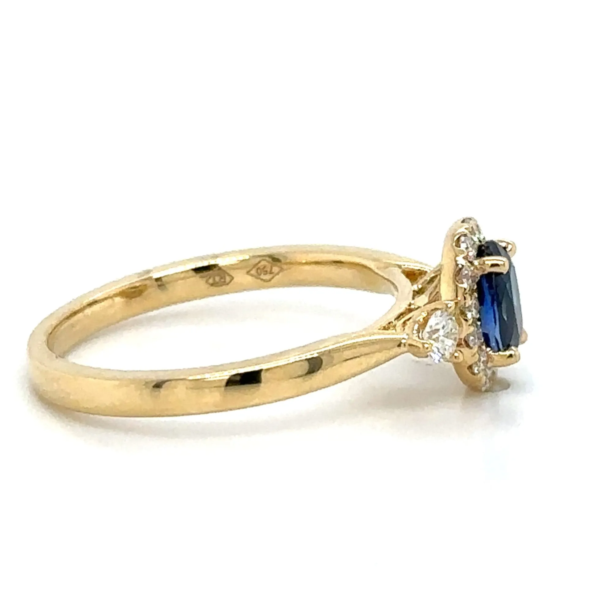 1.00ct tw Blue Sapphire & Diamond Three Stone Ring