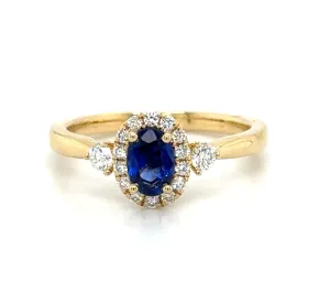 1.00ct tw Blue Sapphire & Diamond Three Stone Ring