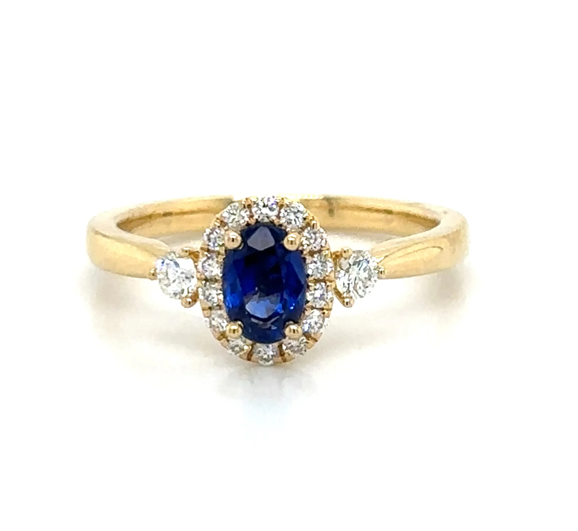 1.00ct tw Blue Sapphire & Diamond Three Stone Ring