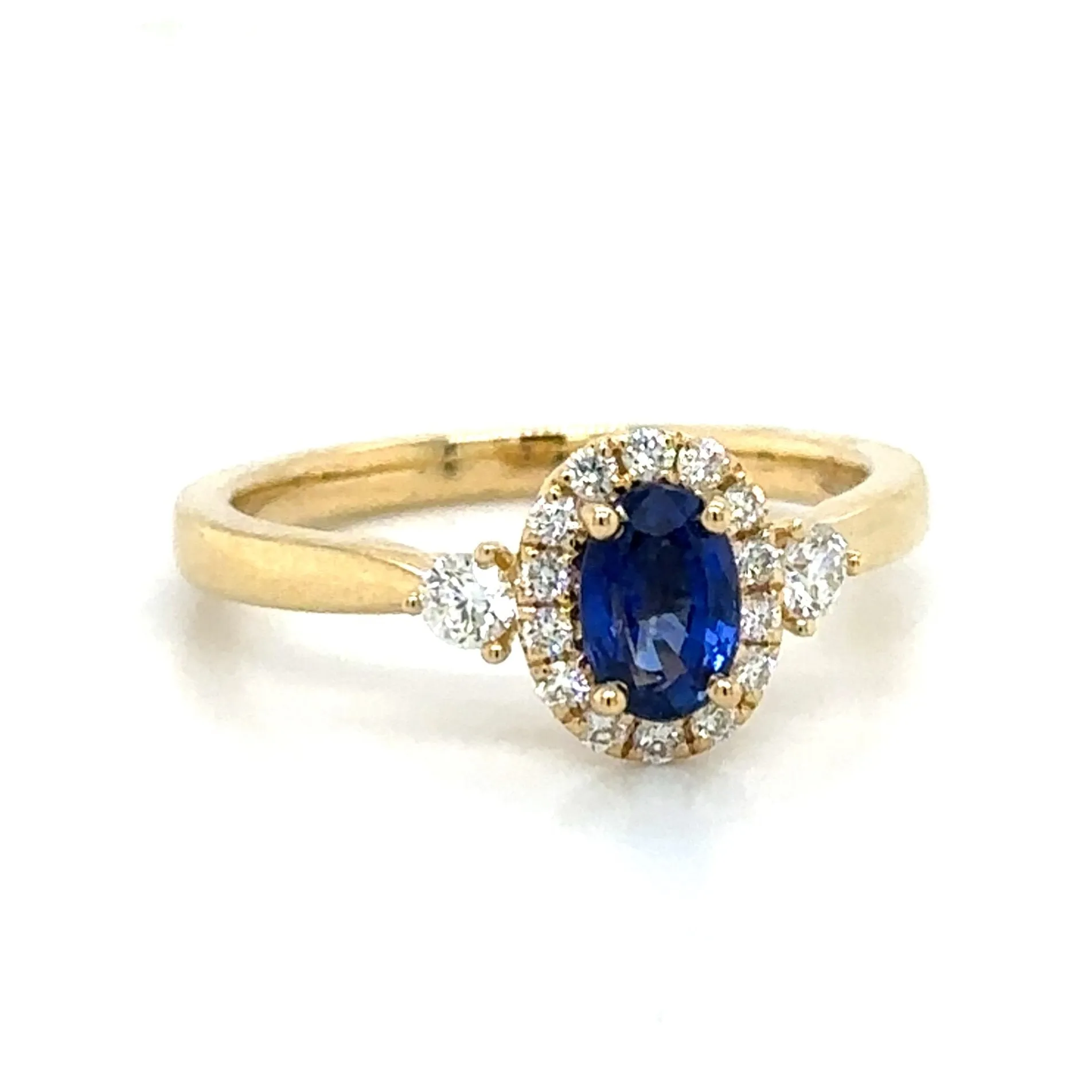 1.00ct tw Blue Sapphire & Diamond Three Stone Ring