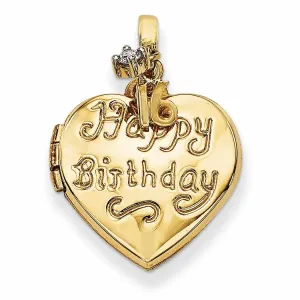 14k Gold Heart Happy 16th Birthday with Locket