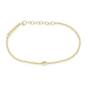 14k Pear Diamond Bead Chain Bracelet