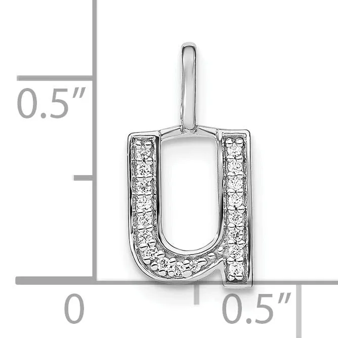 14K White Gold Diamond 0.063-CT Lower Case Style U Initial Charm