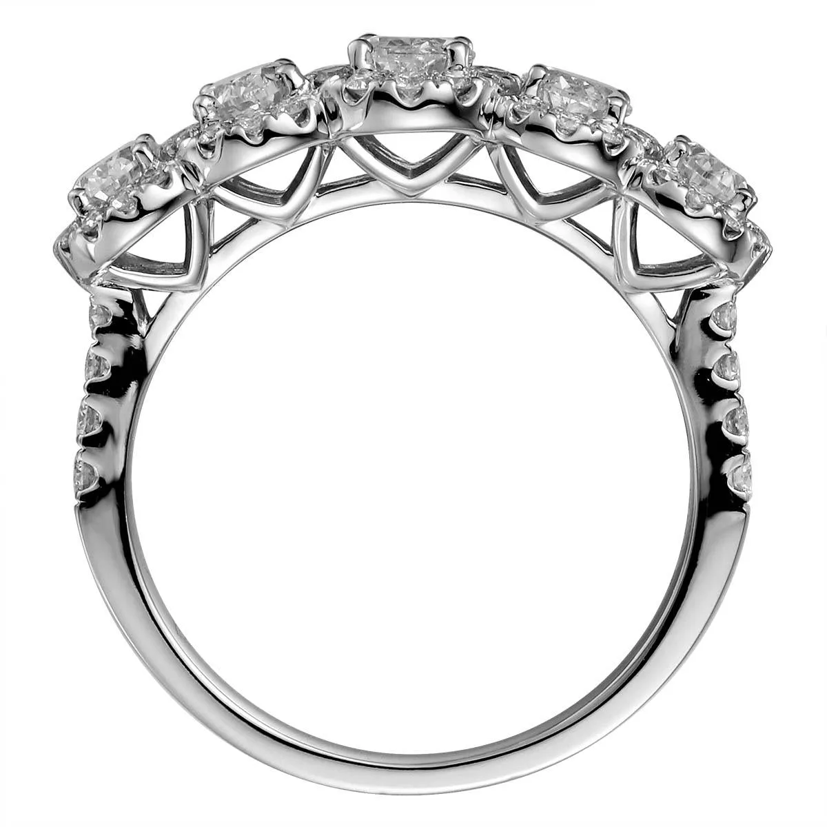 1.69ct t.w. Five Oval-cut Diamonds with Halo Ring