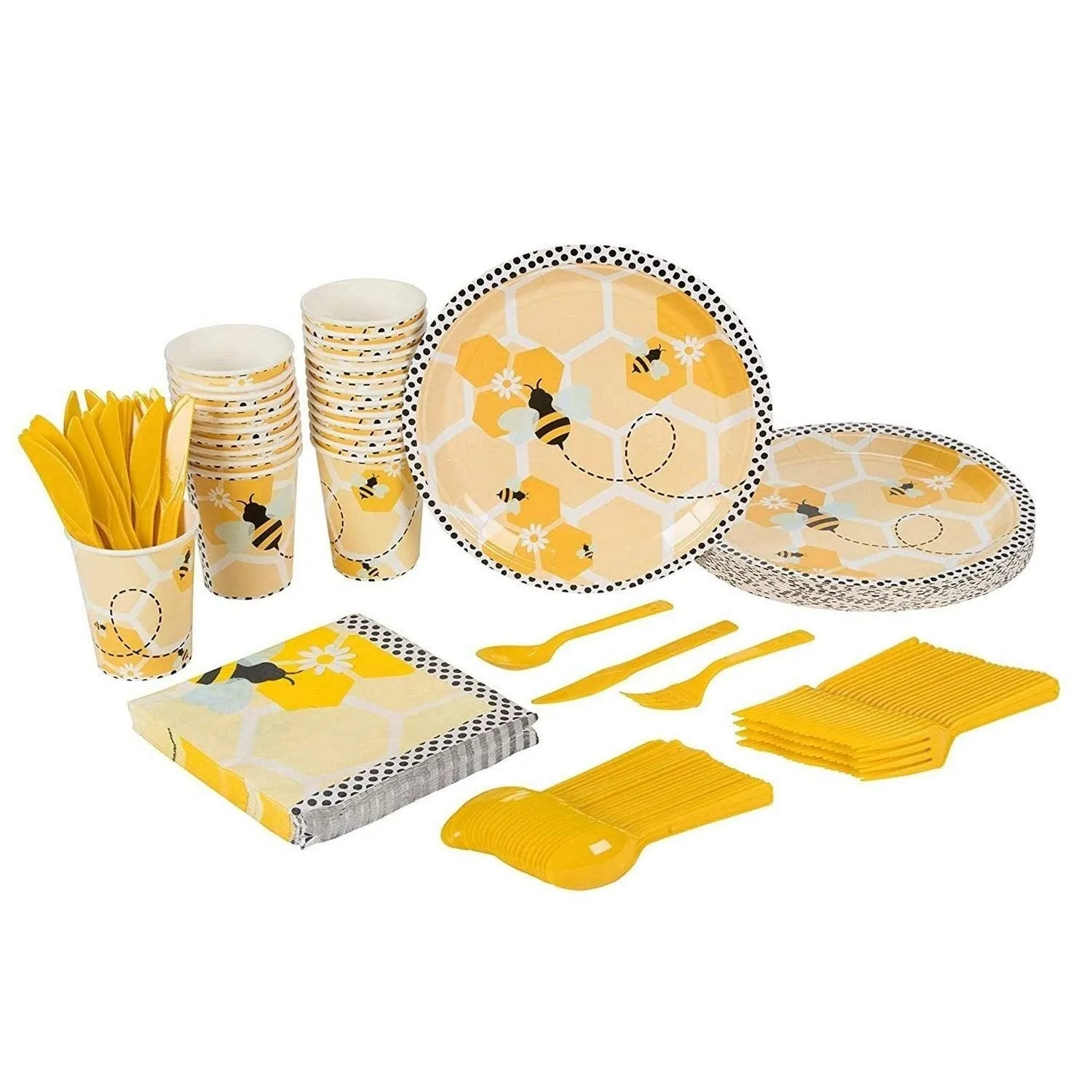 24 Set Dinnerware For Birthday Party Baby Shower Kids Themed Bumblebee