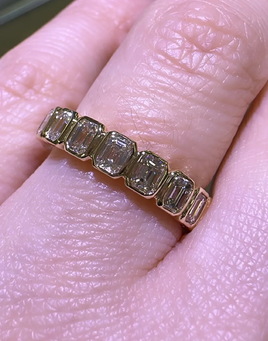 2.80CT TW Emerald Cut Diamond Bezel Set Eternity Band