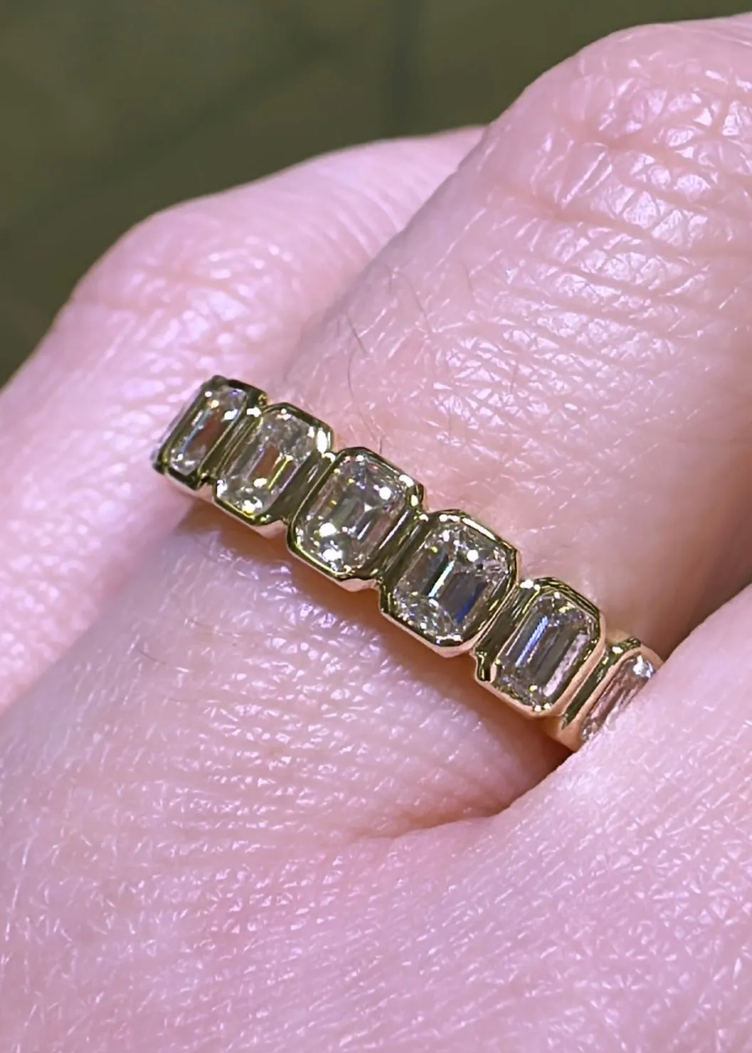 2.80CT TW Emerald Cut Diamond Bezel Set Eternity Band