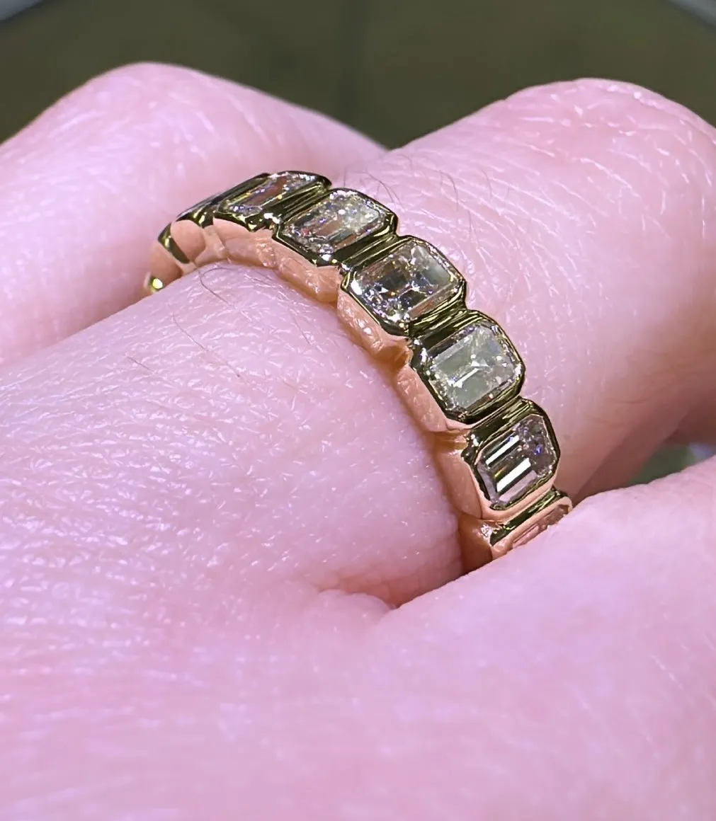 2.80CT TW Emerald Cut Diamond Bezel Set Eternity Band
