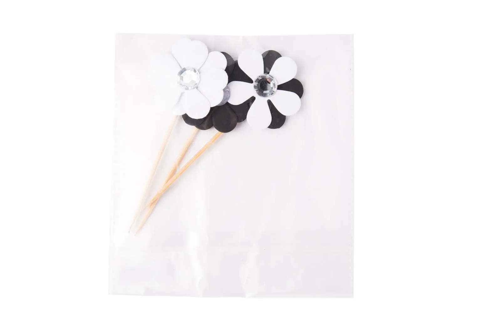 3D jewelled flower cupcake topper 3/pc