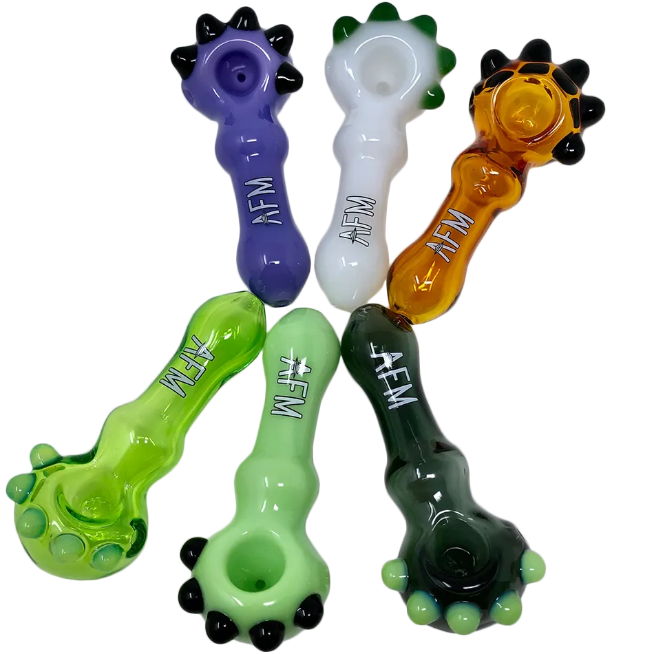 4" AFM Spikey Color Glass Hand Pipe