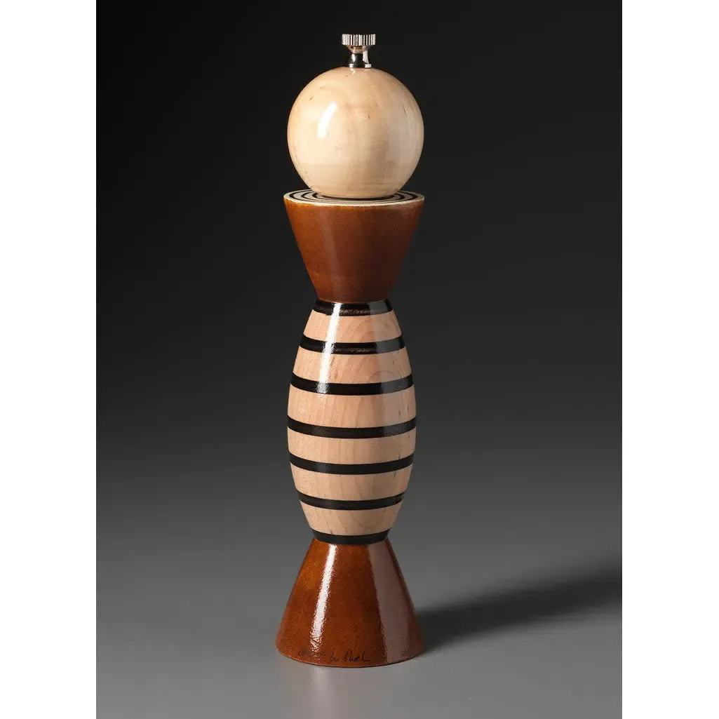 Aero AE-13 in Brown, Black, and Natural Wood Wooden Salt Shaker or Pepper Mill Grinder by Robert Wilhelm of Raw Design