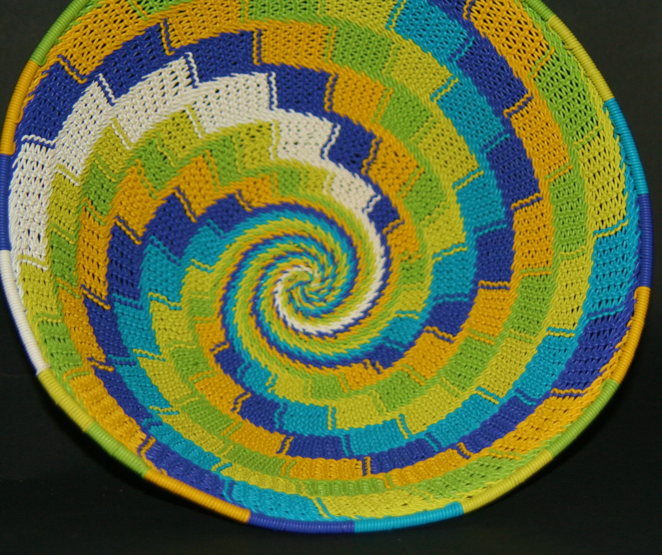 African Telephone Wire Bowl Basket Zulu Tribal - South Africa    9"D X 4"H