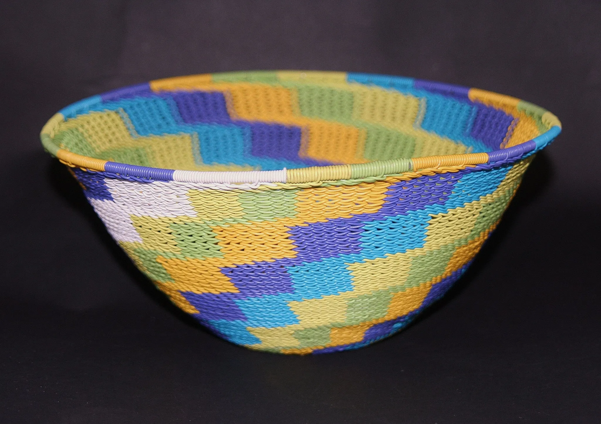 African Telephone Wire Bowl Multi Color Handcrafted South Africa