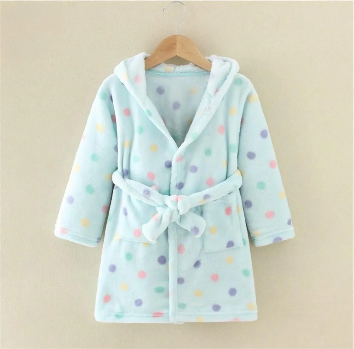 Aqua Dotted Kids Robe