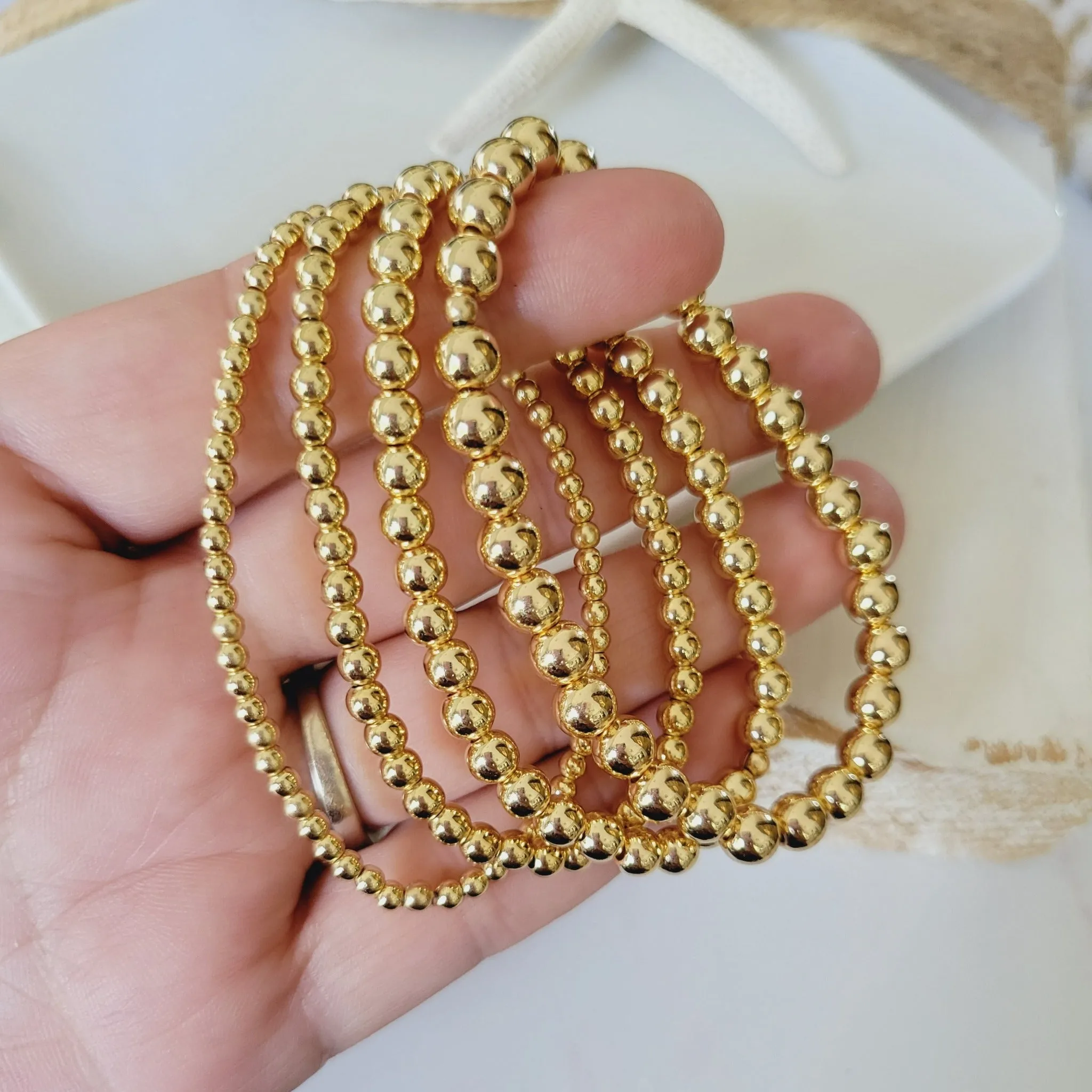 Babies/Toddlers Sterling Silver Beaded Stretch or Clasp Keepsake Bracelet - 3mm, 4mm