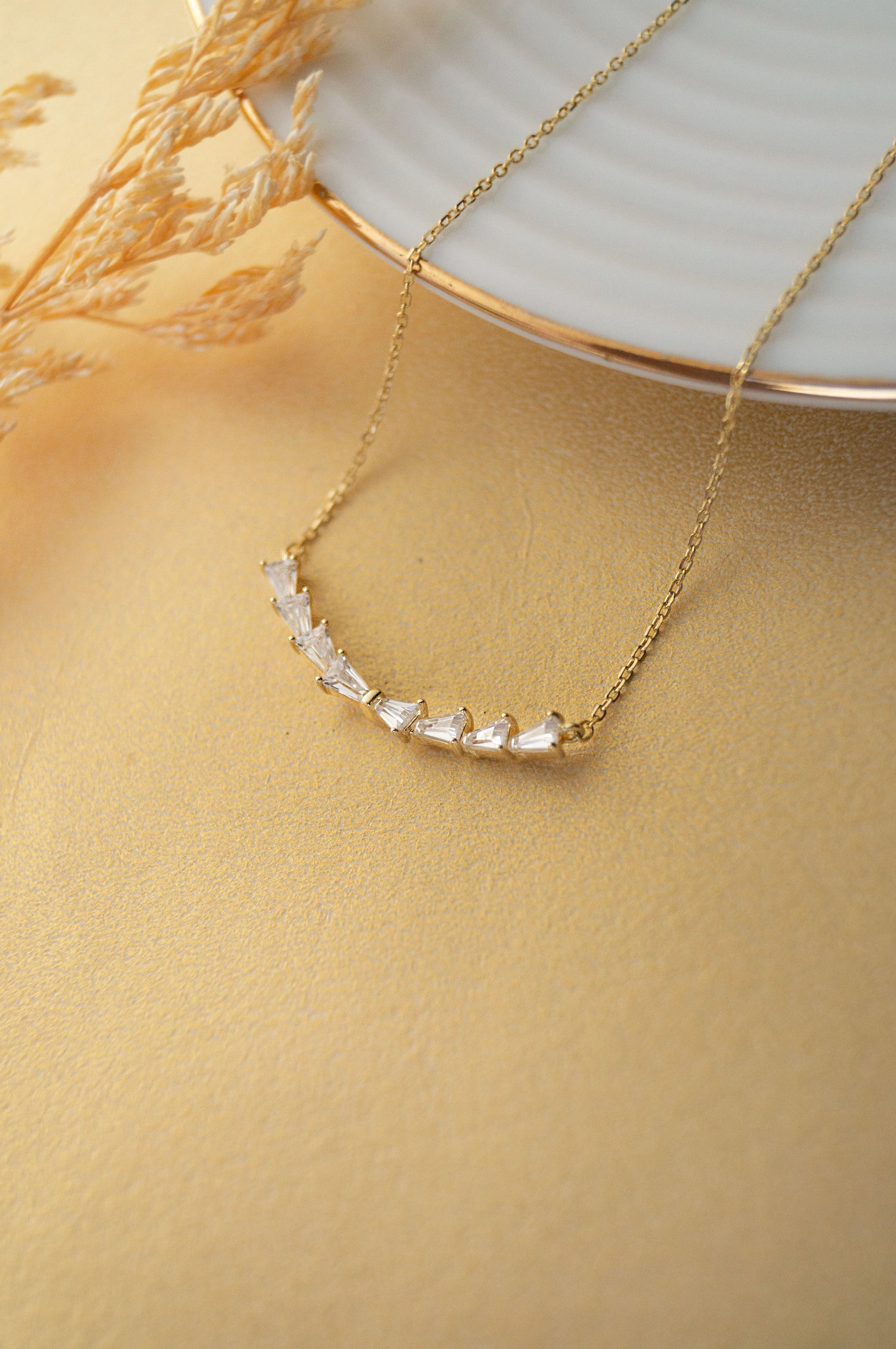 Baguetty Smile Gold Plated Sterling Silver Chain Necklace