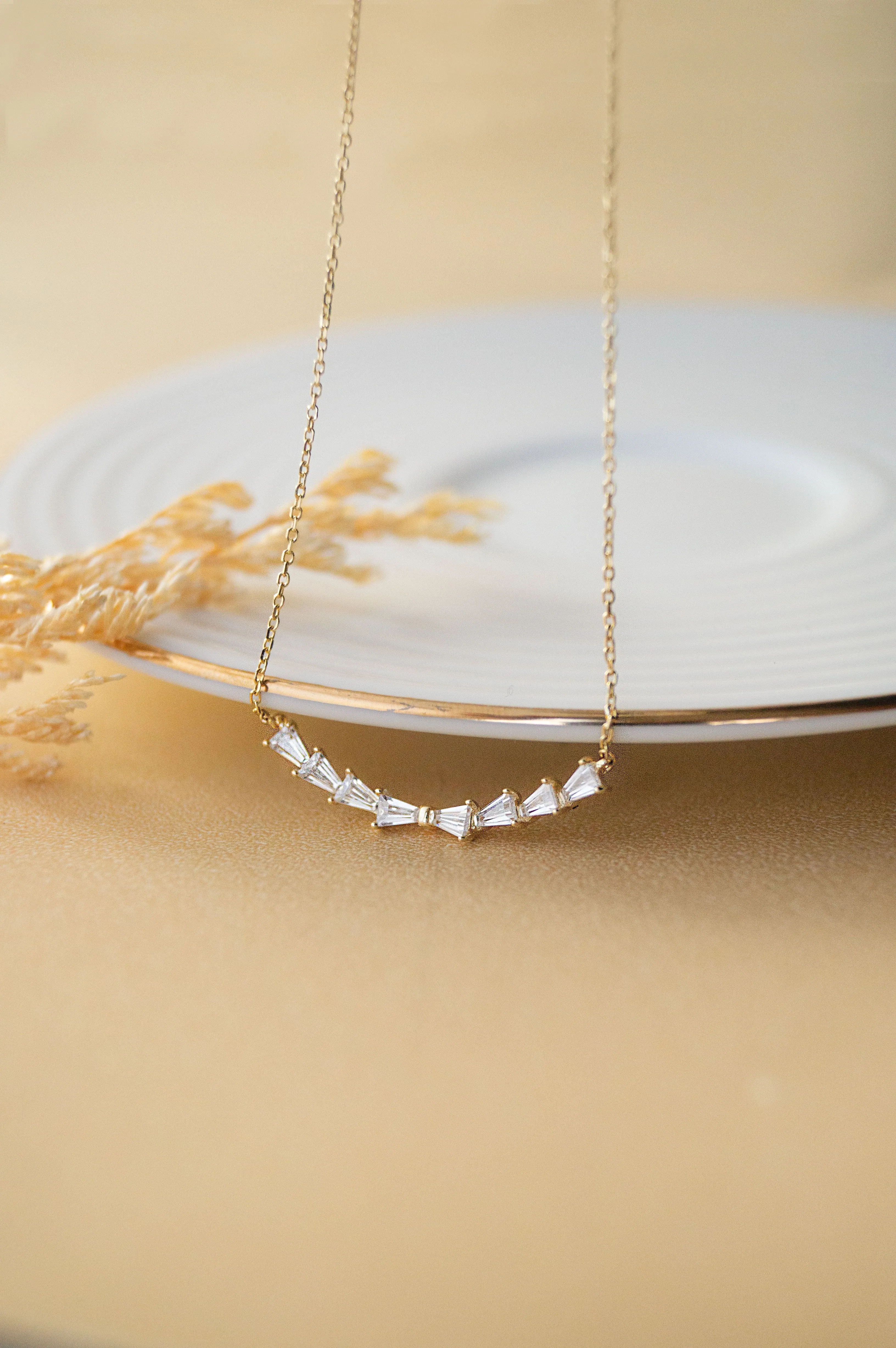 Baguetty Smile Gold Plated Sterling Silver Chain Necklace