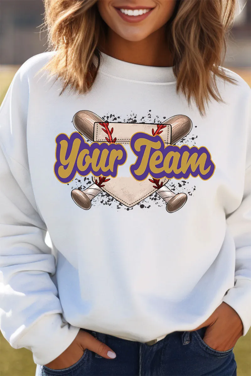 Baseball Home Plate Purple And Gold Unisex NuBlend Crew Sweatshirt