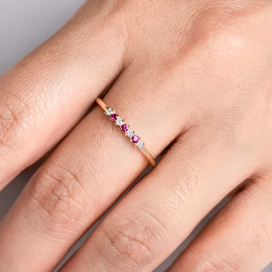 Beaded Ruby and Diamond Band