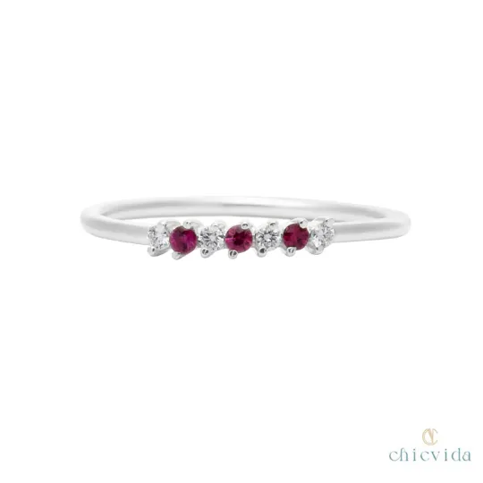 Beaded Ruby and Diamond Band