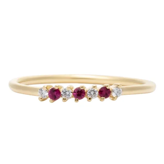 Beaded Ruby and Diamond Band