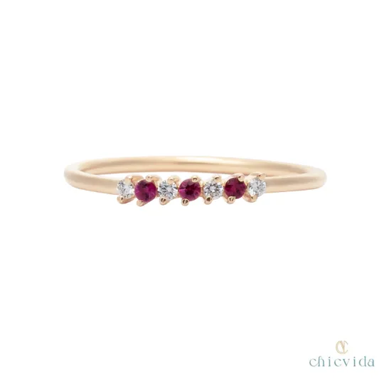 Beaded Ruby and Diamond Band