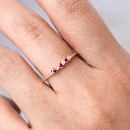 Beaded Ruby and Diamond Band