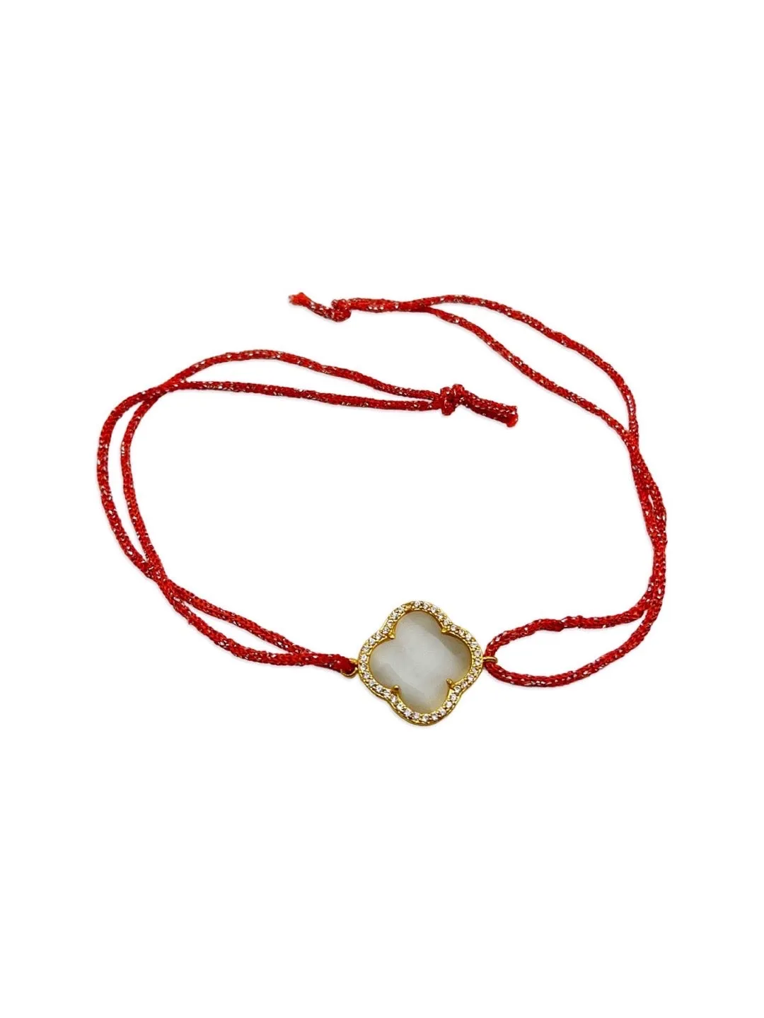 Beautiful American Diamond Flower Rakhi Red Thread For Raksha Bandhan