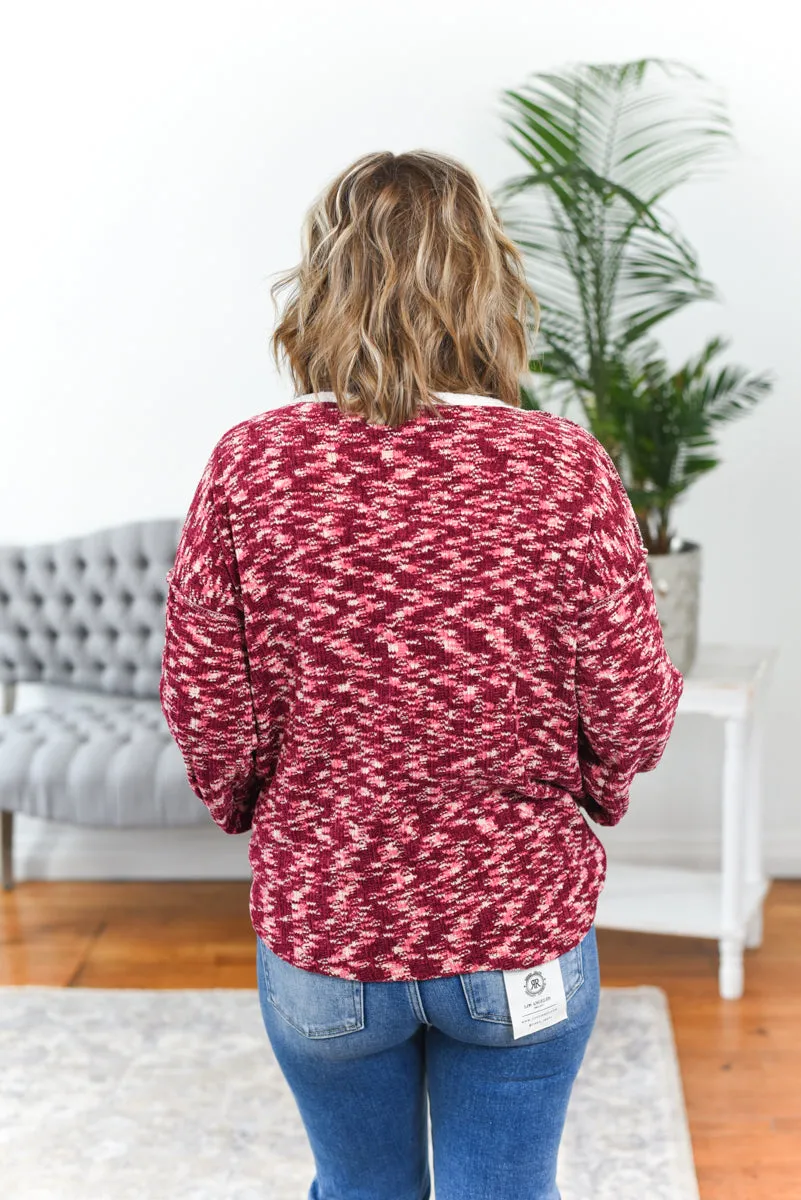 Berry Cozy Button Front Top FINAL SALE