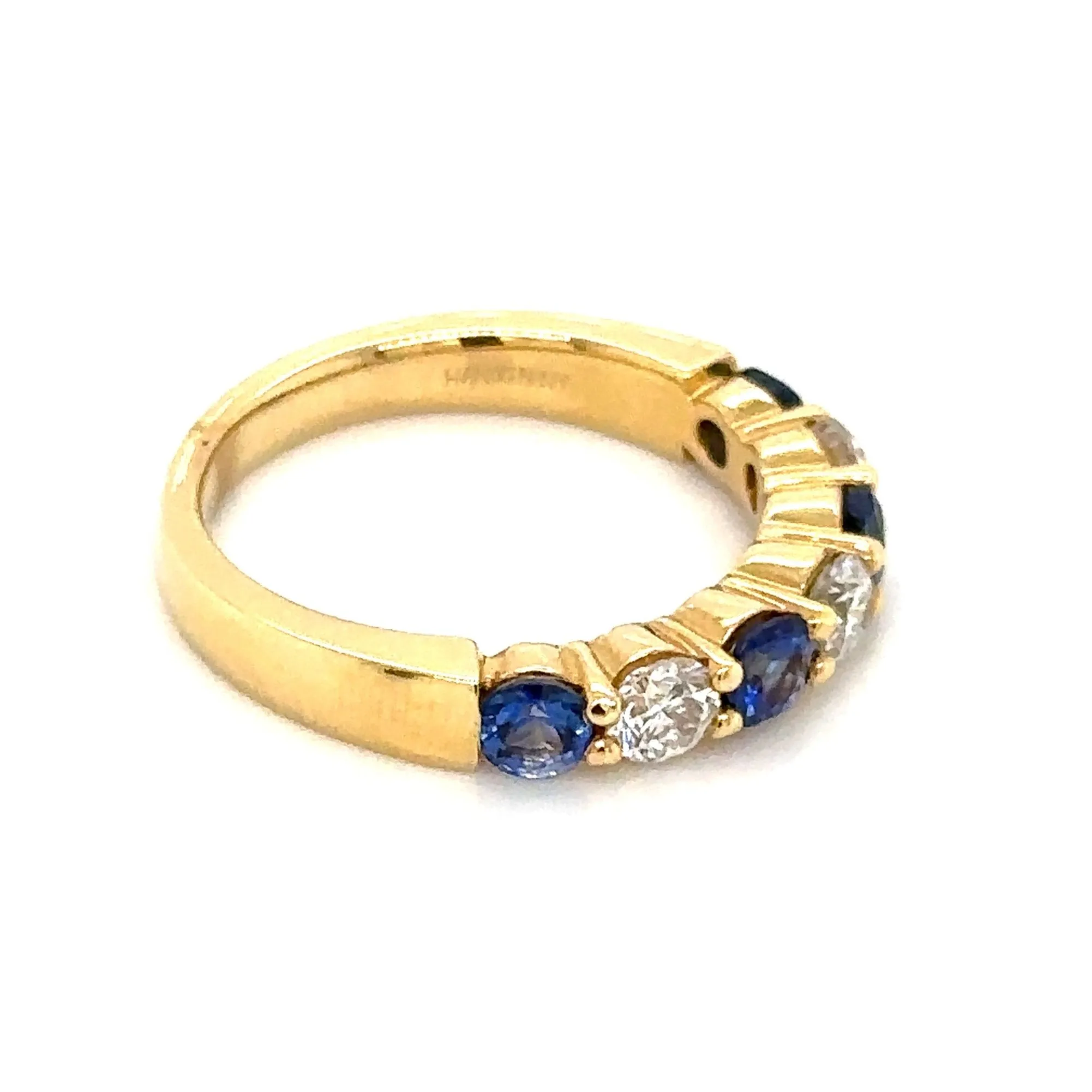 Blue Sapphire & Diamond Alternating Ring