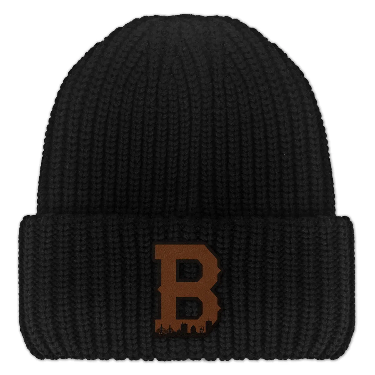 Boston B Skyline Leather Patch Chunky Knit