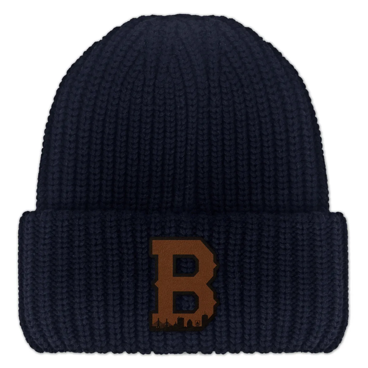 Boston B Skyline Leather Patch Chunky Knit