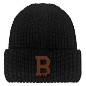 Boston B Skyline Leather Patch Chunky Knit