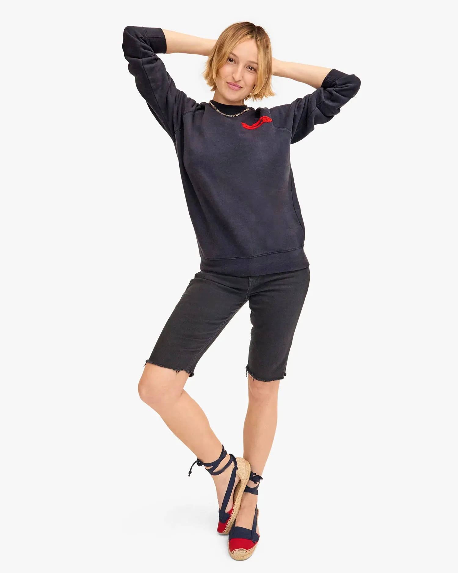 Chenille Sardine sweatshirt- navy