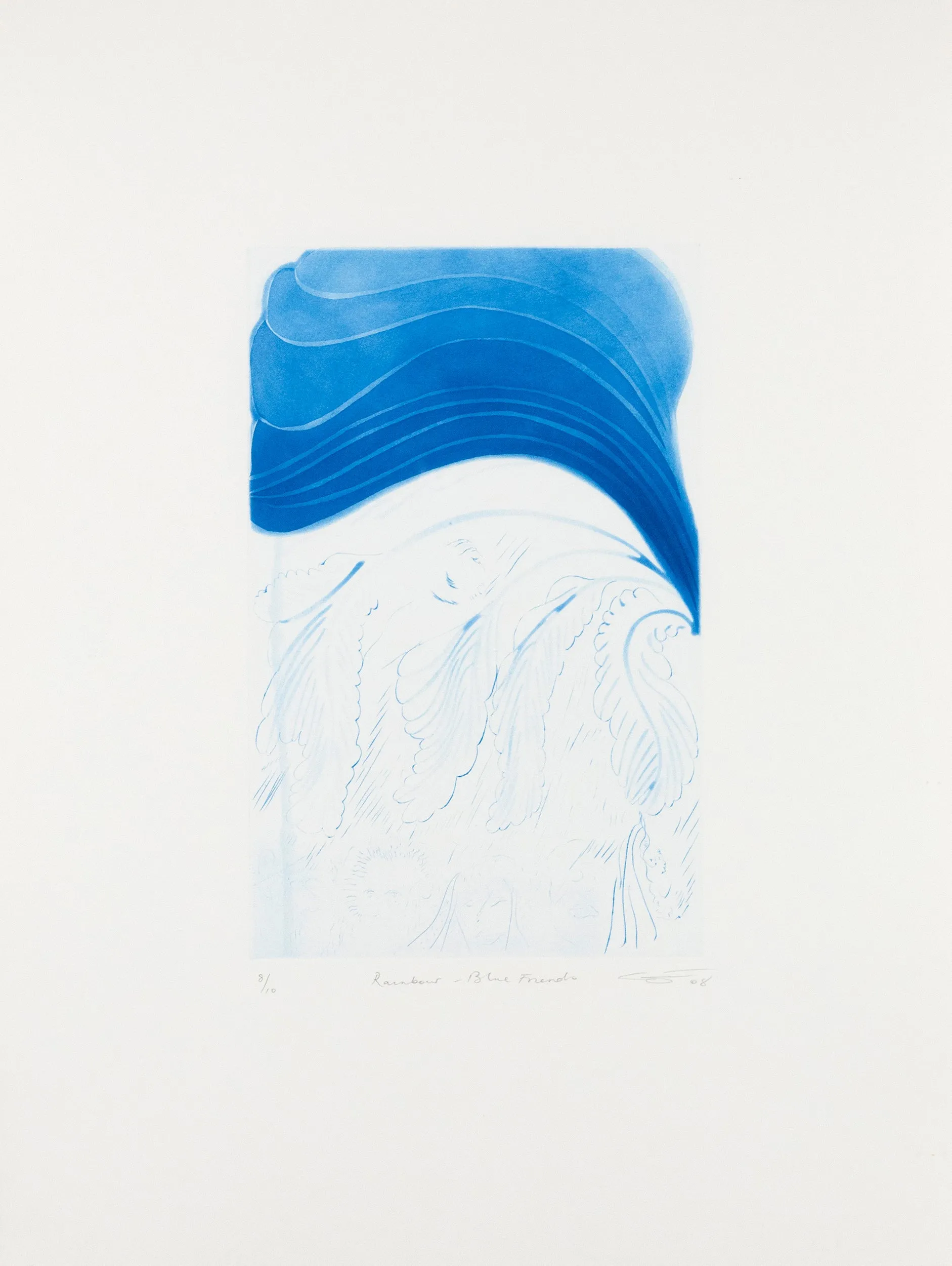 CHRIS OFILI "BLUE FRIENDS" AQUATINT, 2008