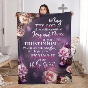 Christianart Blanket, God Of Hope Fill You With All Joy And Peace, Christian Blanket, Bible Verse Blanket, Christmas Gift, CABBK03111223.