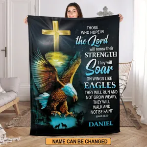 Christianart Blanket, Those Who Hope In The Lord Will Renew Their Strength, Christian Blanket, Bible Verse Blanket, Christmas Gift, CABBK01111223.