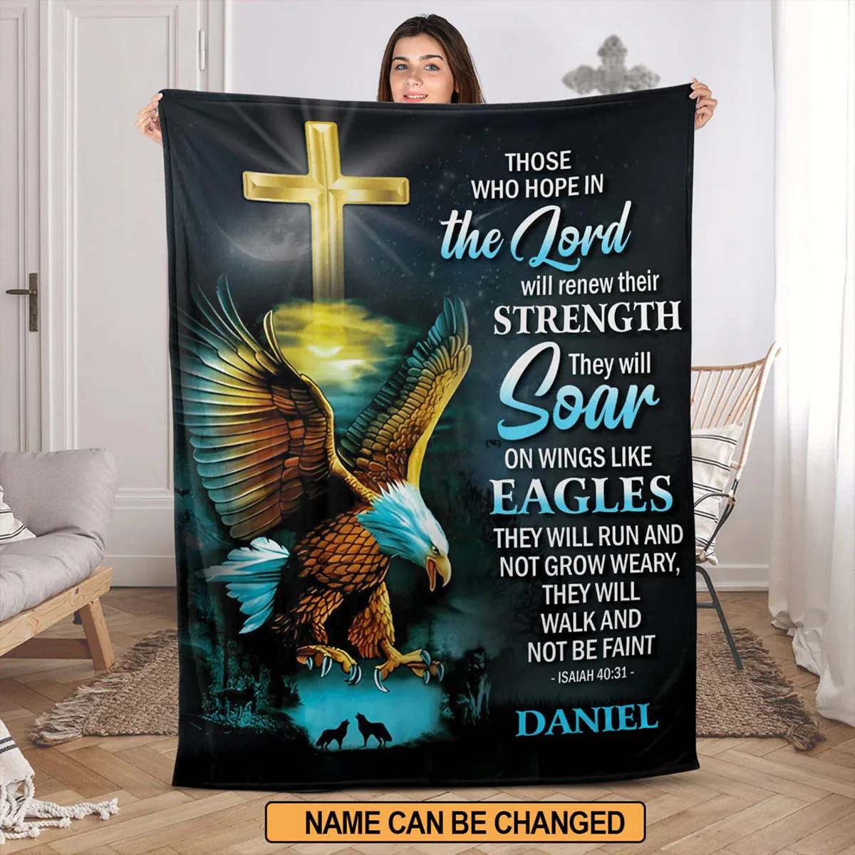 Christianart Blanket, Those Who Hope In The Lord Will Renew Their Strength, Christian Blanket, Bible Verse Blanket, Christmas Gift, CABBK01111223.