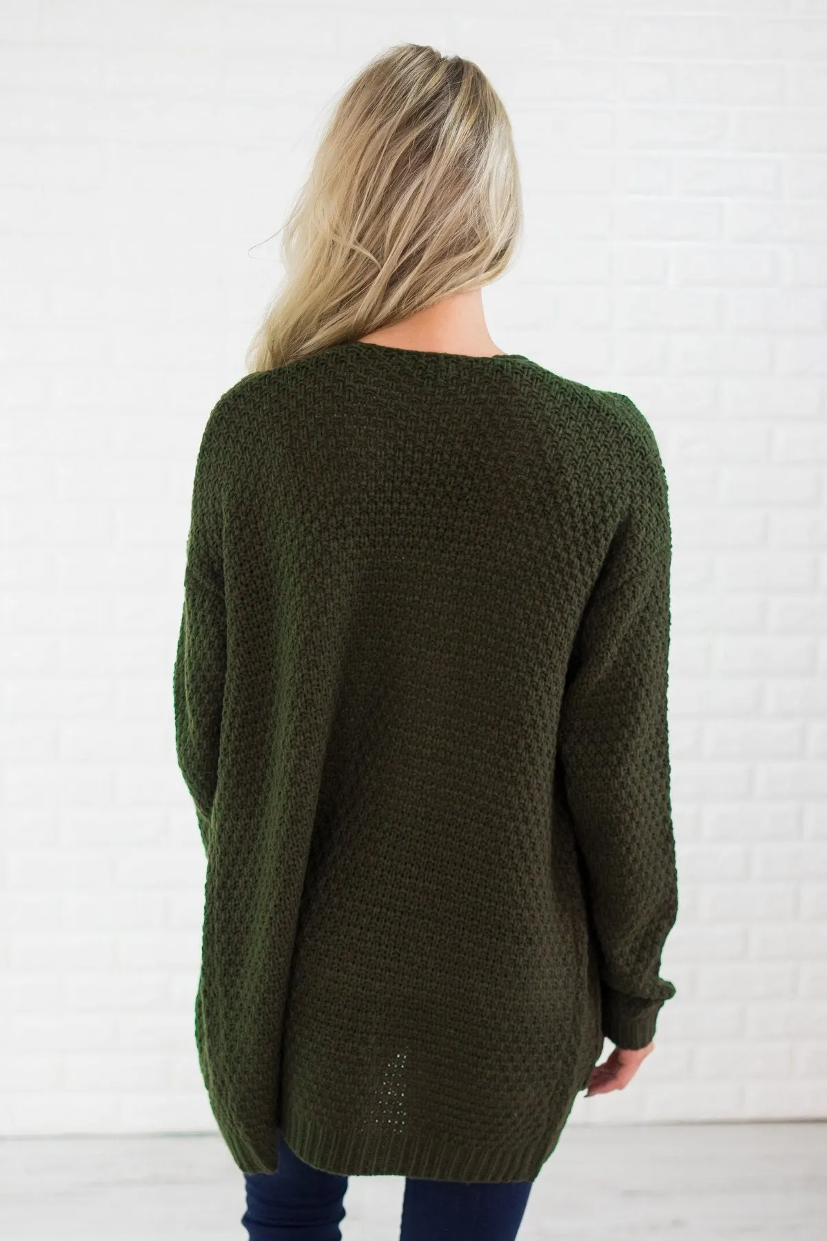 Chunky Olive Knit Cardigan