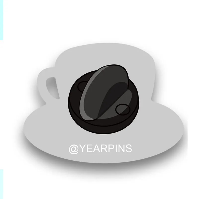 Coffee Pins with Custom Logo & Text - Coffee Cup