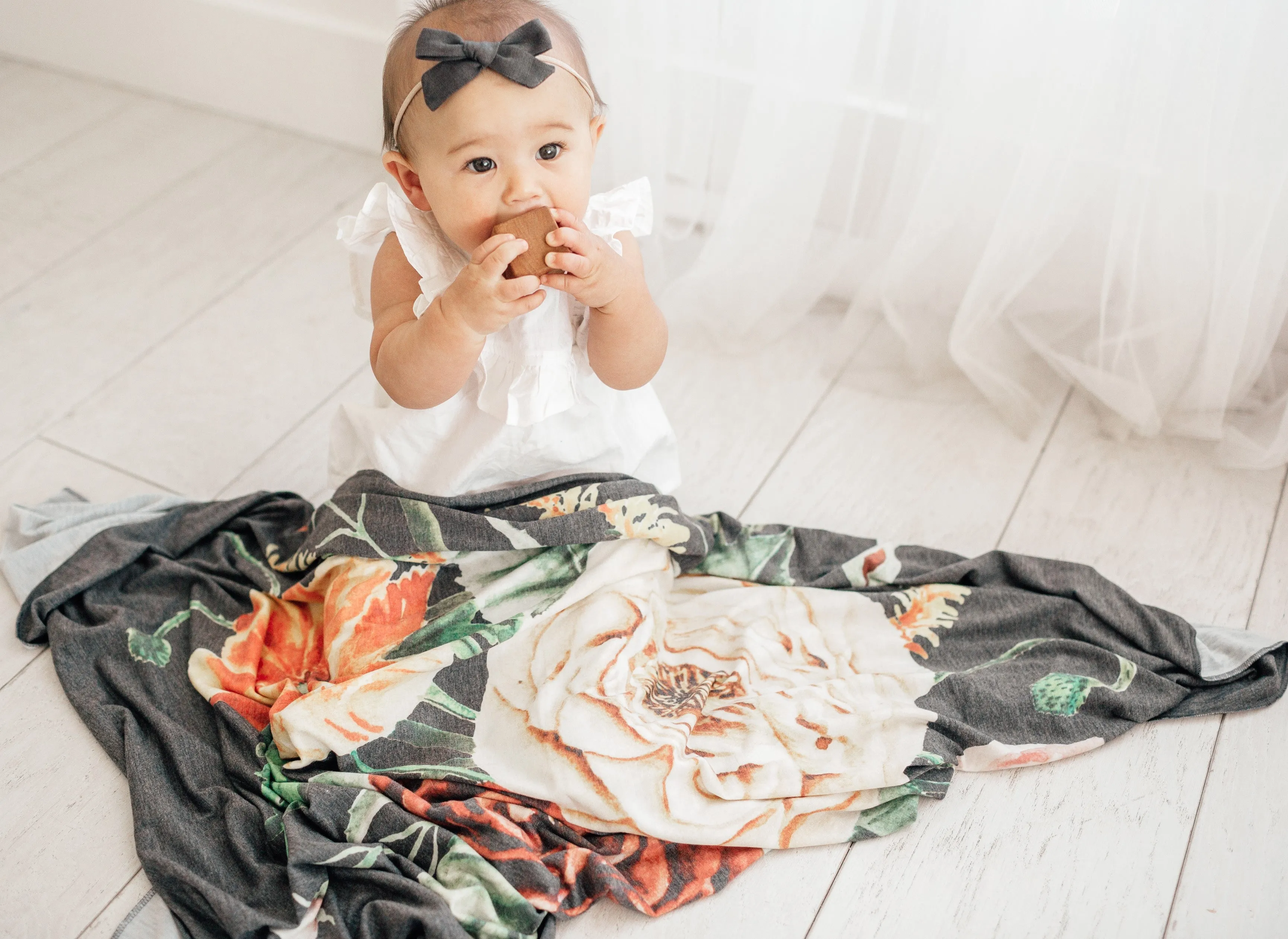 Copper Pearl Raven Knit Swaddle Blanket