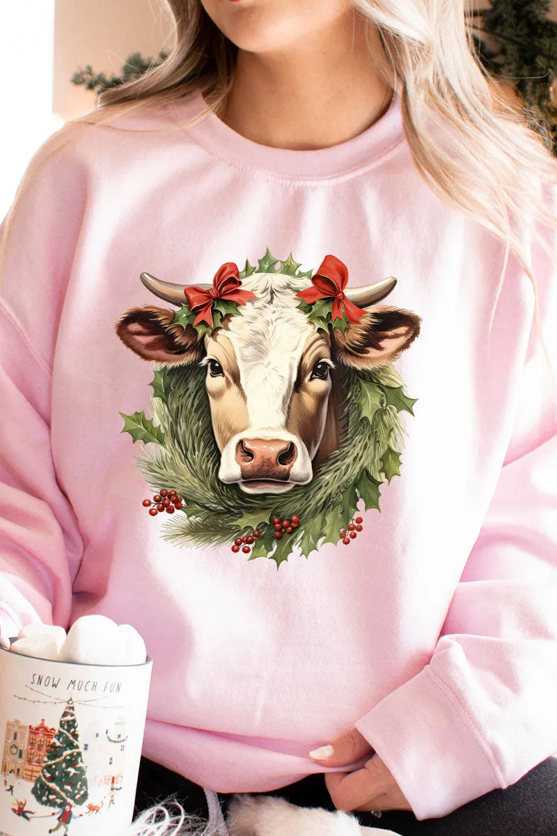 Cow Christmas On The Farm Unisex NuBlend Crew Sweatshirt