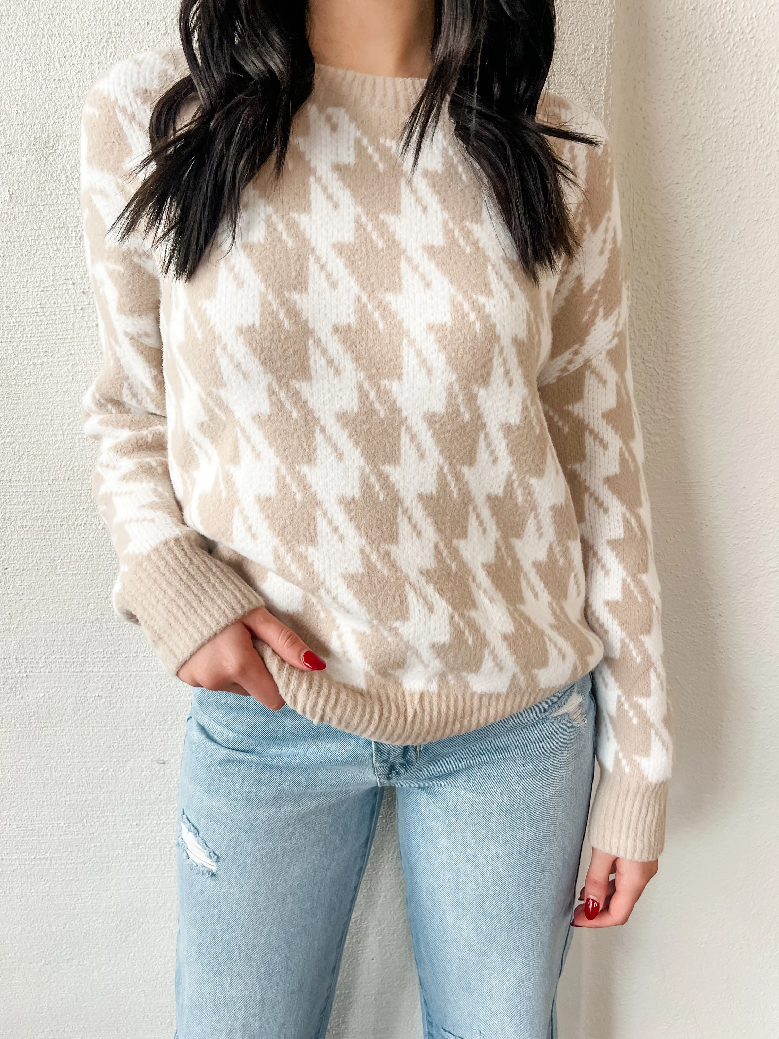 Cozy Almond Knit Sweater