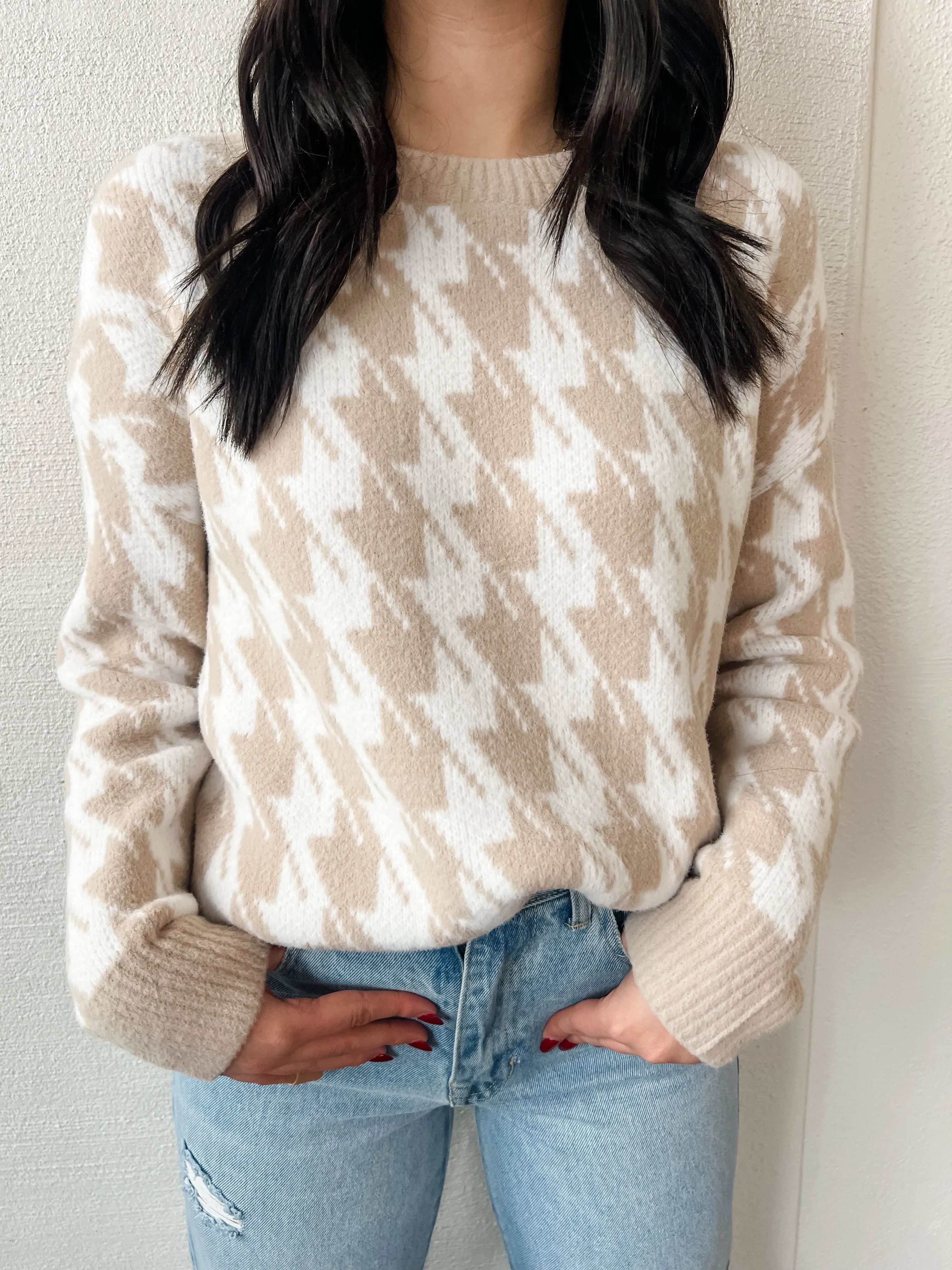 Cozy Almond Knit Sweater