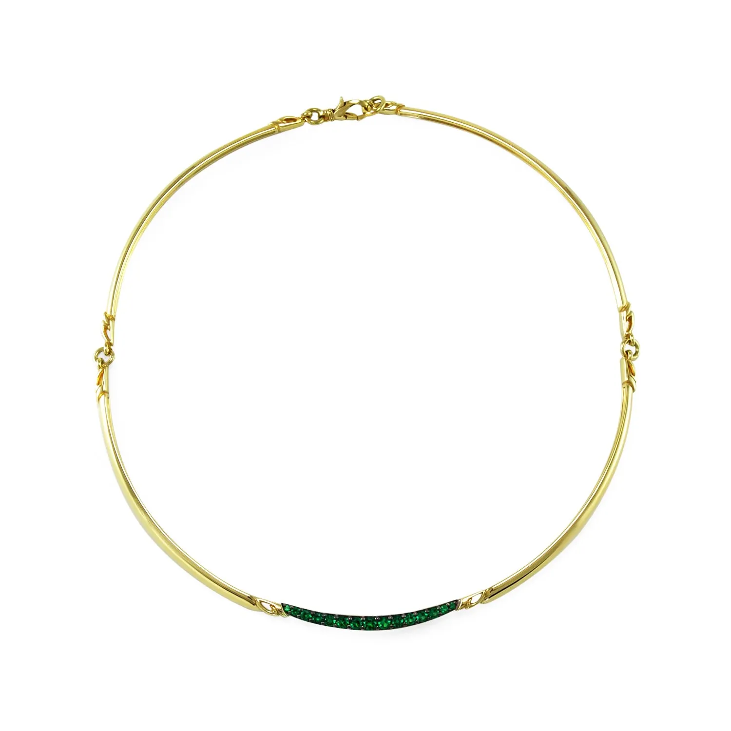Crescent Pavé Choker - 18K Gold Vermeil   CZ Vert