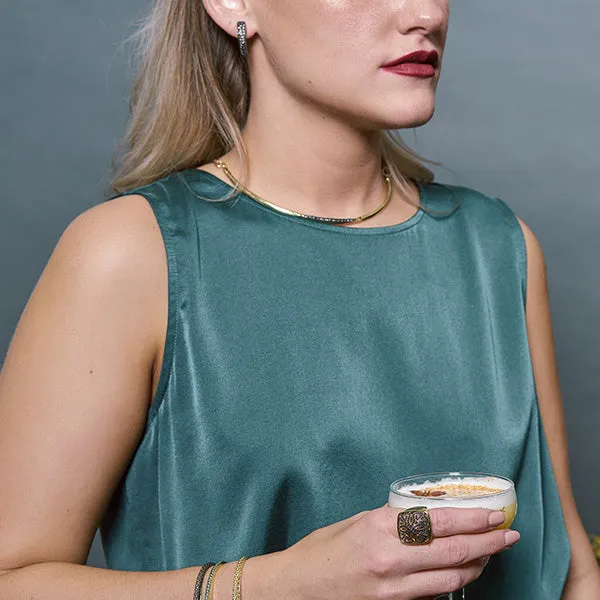 Crescent Pavé Choker - 18K Gold Vermeil   CZ Vert